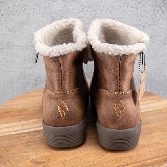 Skechers Arya Fold Over Faux Fur Booties New Rumour Chestnut Brown Size 8.5 - Picture 4 of 6